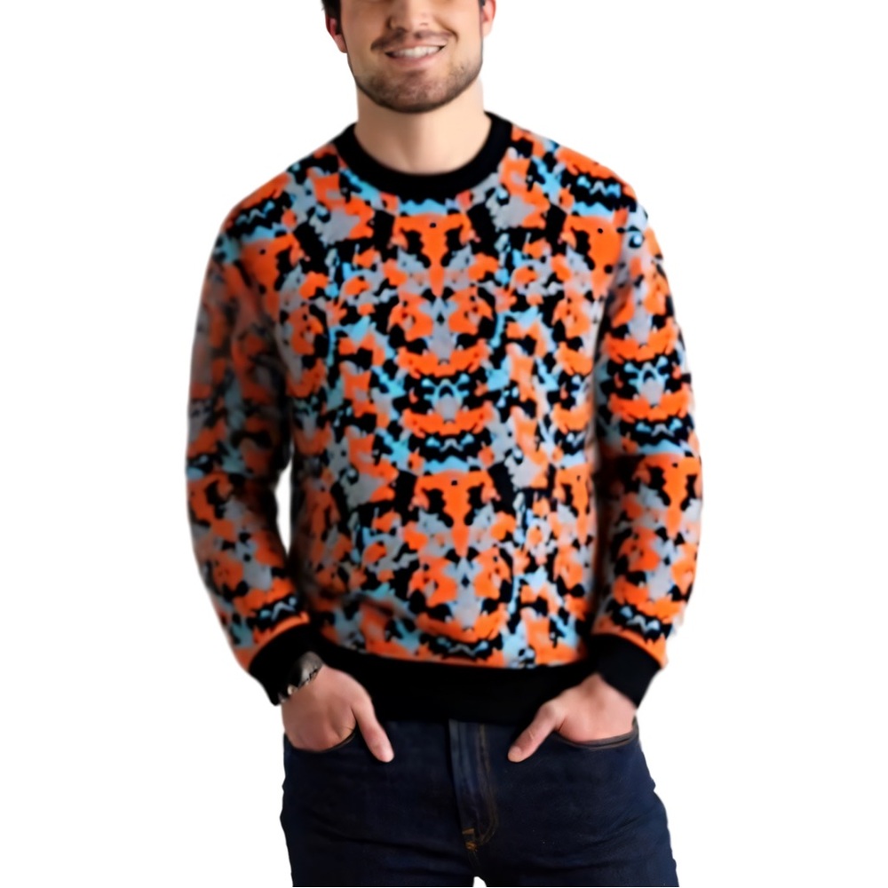 Men’s Zara Abstract Soft Jacquard Crewneck Fall Sweater Size Small